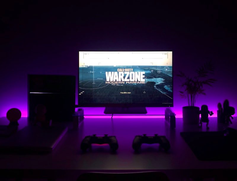 Interior of X Space cyber cafe with neon lighting and gaming setups
